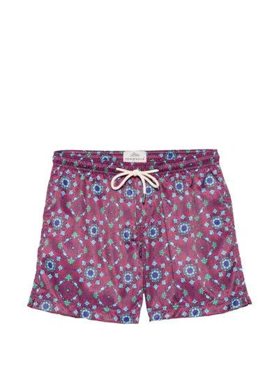 Peninsula Swimwear Rapallo Patterned Drawstring Swim Shorts In Animal Print