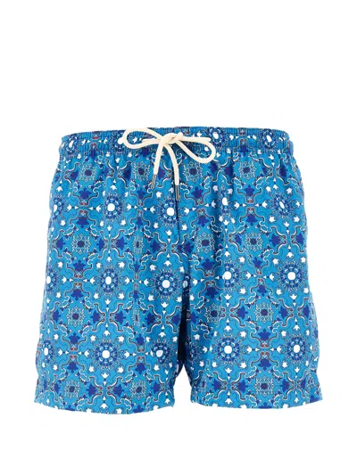 Peninsula Swimwear Rapallo Tile-print Swim Shorts In Blue