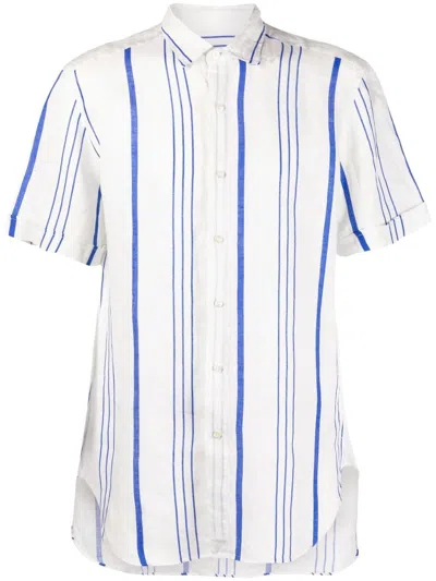 Peninsula Swimwear Vertical Striped Turn-up Sleeve Shirt In White