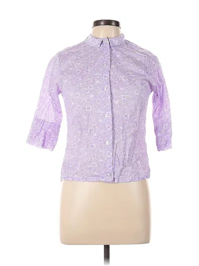 Pre-owned Penney's International Imports 3/4 Sleeve Button Down Shirt In Purple