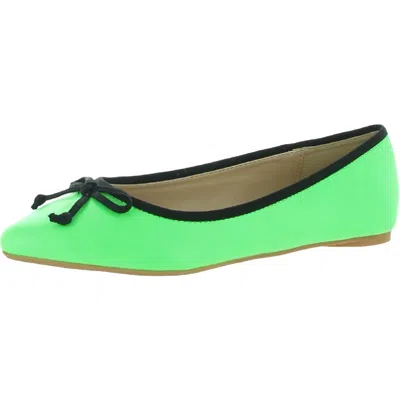 Penny Loves Kenny Attack Womens Pointed Toe Slip On Ballet Flats In Green