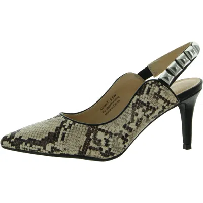 Penny Loves Kenny Aught Womens Ankle Strap Animal Print Slingback Heels In Multi