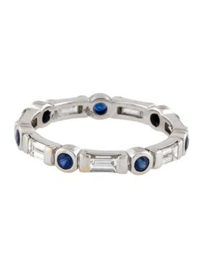 Pre-owned Penny Preville 14k Diamond & Sapphire Eternity Band Ring In Multicolor