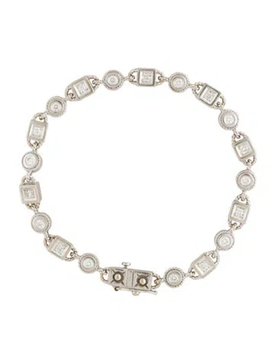 Pre-owned Penny Preville 18k 1.00ctw Diamond Alternating Line Bracelet, 7" In Multi