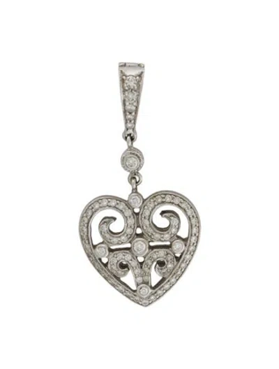 Pre-owned Penny Preville 18k 1.03ctw Diamond Open Scroll Heart Pendant In Multi
