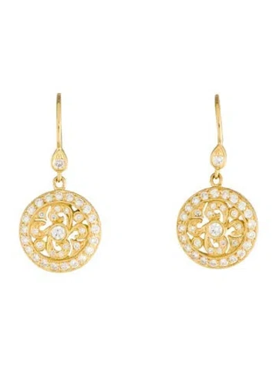 Pre-owned Penny Preville 18k 1.069ctw Diamond Disc Drop Earrings In Multi