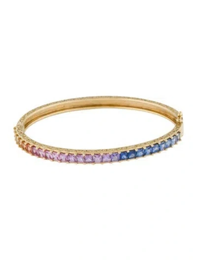 Pre-owned Penny Preville 18k 5.20ctw Sapphire Watercolor Bangle Bracelet, 6.5" In Multi