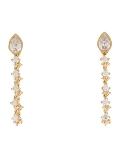 Pre-owned Penny Preville 18k Diamond Chain Hoop Stud Earrings In Multi