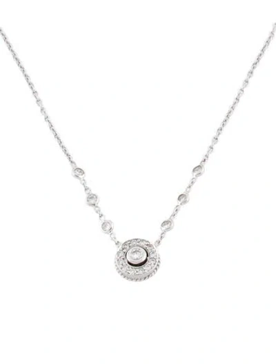 Pre-owned Penny Preville 18k Diamond Classic Round Pendant Necklace, 16" In Multi