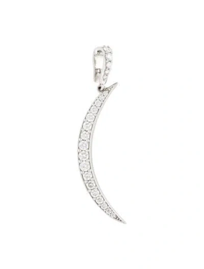 Pre-owned Penny Preville 18k Diamond Crescent Moon Pendant, 1.75" In Multi