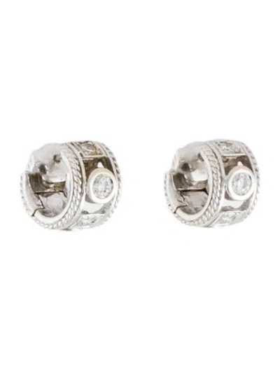 Pre-owned Penny Preville 18k Diamond Huggie Hoop Earrings In Multi