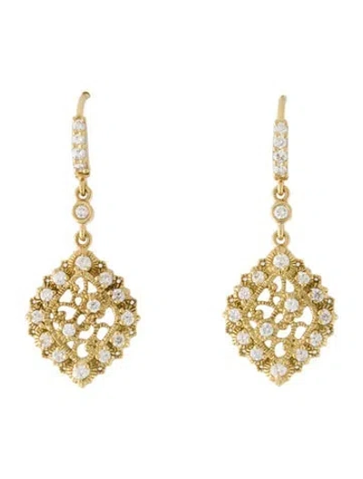 Pre-owned Penny Preville 18k Diamond Lace Drop Earrings In Multi