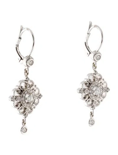 Pre-owned Penny Preville 18k Diamond Lace Drop Earrings In Multi