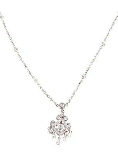 Pre-owned Penny Preville 18k Diamond Lace Pendant Necklace, 16" In Multicolor
