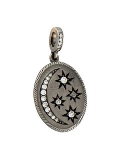 Pre-owned Penny Preville 18k Diamond Oval Moon & Star Medallion, 1.25" In Multicolor