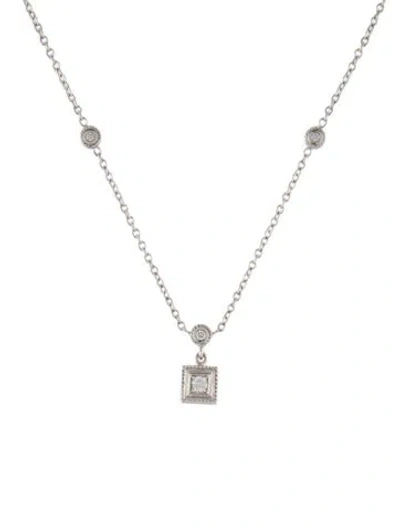 Pre-owned Penny Preville 18k Diamond Station Pendant Necklace, 16" In Multi