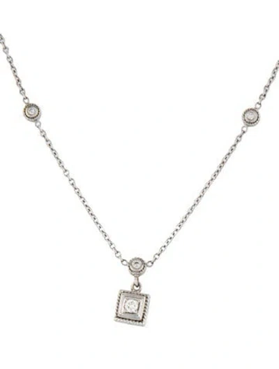 Pre-owned Penny Preville 18k Diamond Station Pendant Necklace, 16" In Multicolor