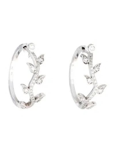 Pre-owned Penny Preville 18k Diamond Vine Hoop Earrings In Multicolor