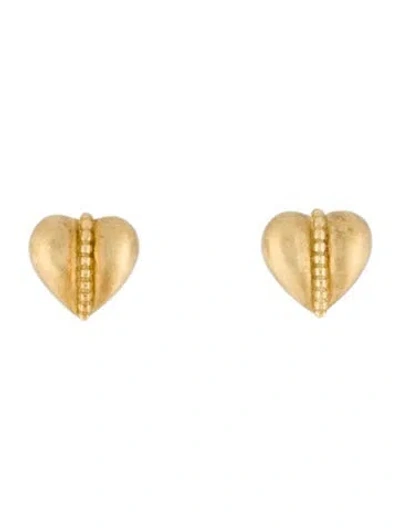 Pre-owned Penny Preville 18k Heart Stud Earrings In Multi