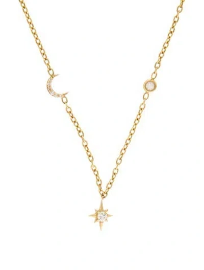 Pre-owned Penny Preville 18k Star & Moon Diamond Station Necklace, 18" In Multi