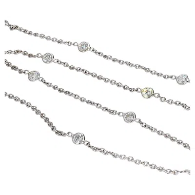 Pre-owned Penny Preville 18k White Gold  "diamonds By The Yard" Necklace - 16.5in