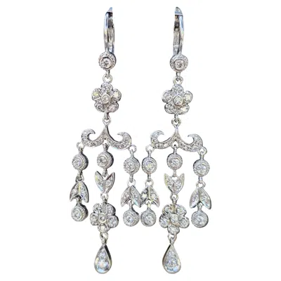 Pre-owned Penny Preville Dangle Diamond Earrings 18k White Gold Chandelier 2.25" 11.5g
