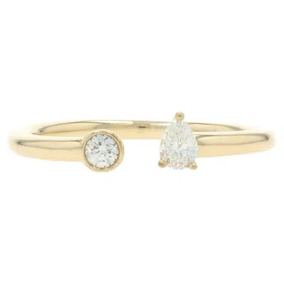 Pre-owned Penny Preville Diamond Negative Space Ring Yellow Gold 18k Pear .24ctw 7 1/2