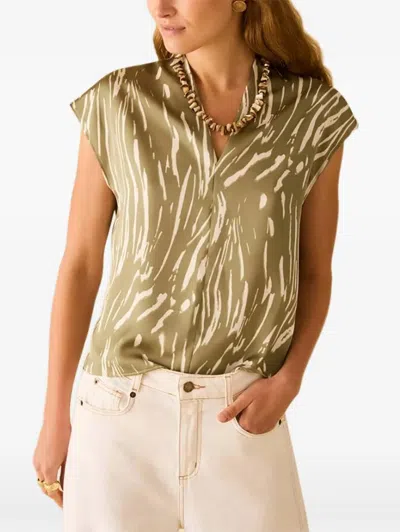 Pennyblack Abstract-print Sleeveless Blouse In Green