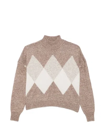 Pennyblack Argyle-intarsia High-neck Sweater In Neutral