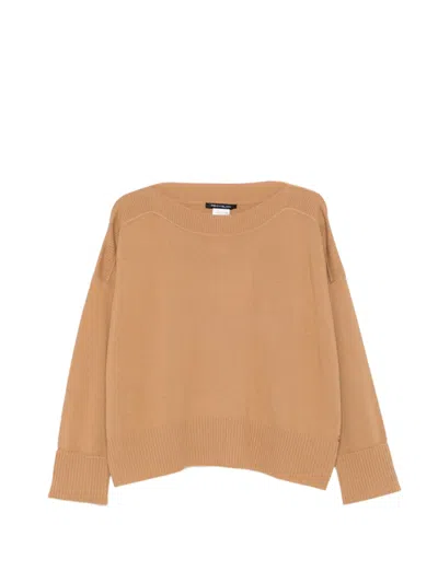 Pennyblack Boat-neck Ribbed-trim Sweater In Neutral