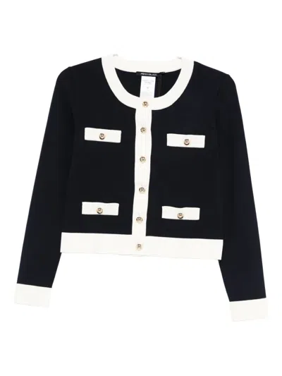 Pennyblack Button-up Contrast-panel Cardigan In Blue