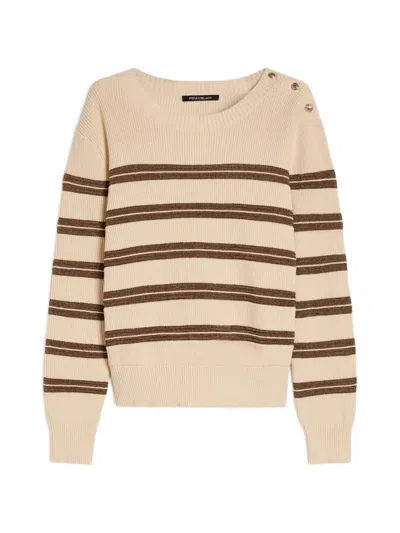 Pennyblack Button-detail Striped Sweater In Neutral