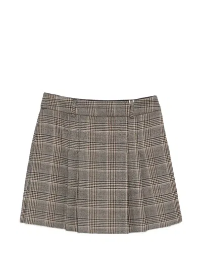 Pennyblack Check Pleated Mini Skirt In Gray
