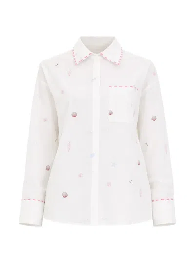 Pennyblack Collared Embroidered Shirt In White