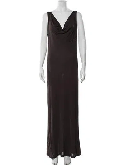 Pre-owned Pennyblack Cowl Neck Long Dress In Brown