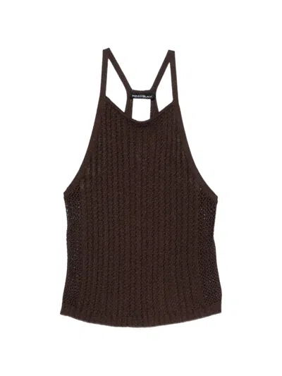 Pennyblack Crochet-knit Ribbed Top In Brown