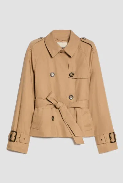 Pennyblack Cropped Trench Woman Camel In Brown
