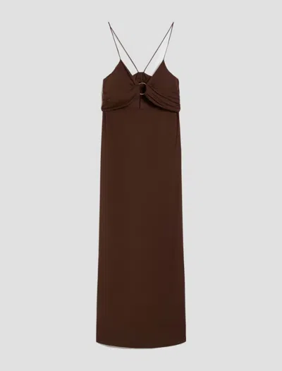 Pennyblack Cut-out Dress In Twill Fluid Woman Moron Head In Brown
