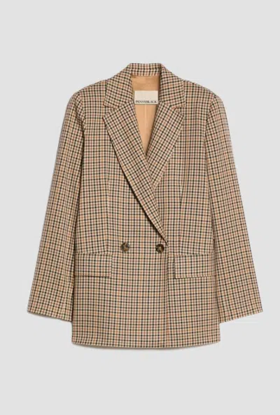 Pennyblack Double-breasted Jacket Woman Camel In Multi