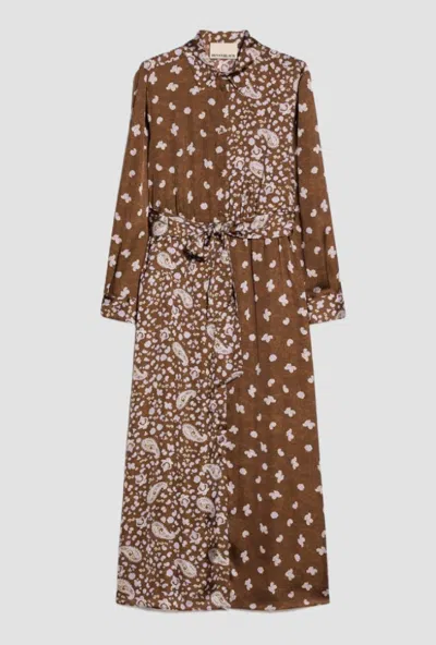 Pennyblack Dress With Print And Belt Woman Tobacco In Brown