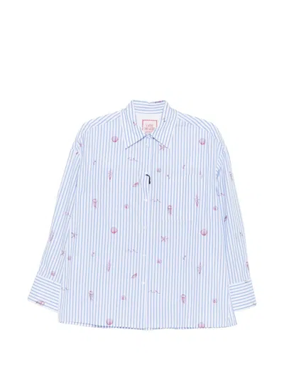 Pennyblack Embroidered Striped Shirt In Blue