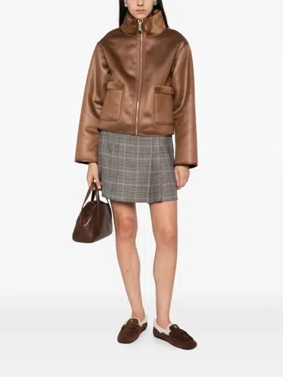 Pennyblack Faux-fur Reversible Jacket In Brown