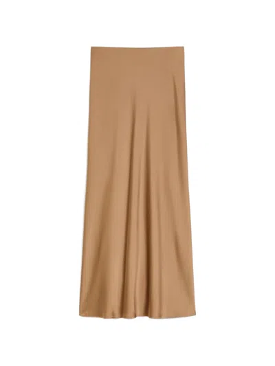 Pennyblack Filovia Satin-finish High-waisted Skirt In Brown