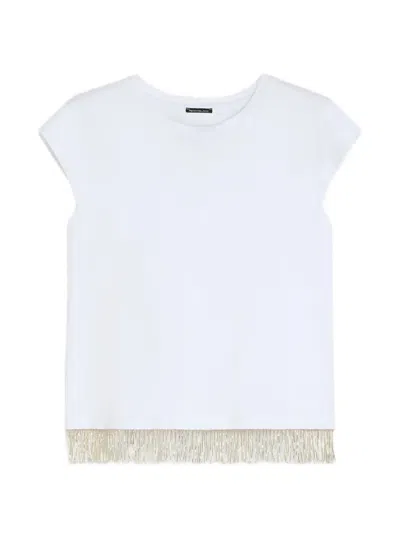 Pennyblack Fringe-trim Short-sleeve T-shirt In Yellow