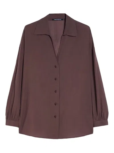 Pennyblack Gabriel Balloon-sleeve Collared Shirt In Brown