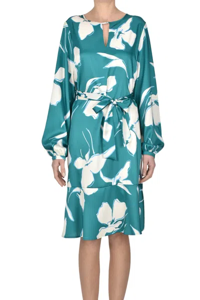 Pennyblack Gronda Flower Print Satin Dress In Green