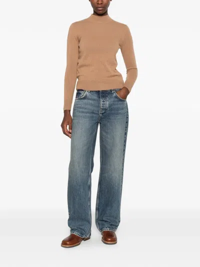 Pennyblack High-neck Ribbed-trim Sweater In Brown