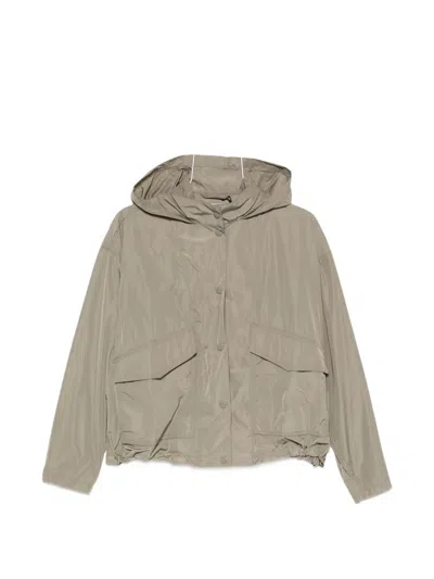 Pennyblack Hooded Flap-pocket Jacket In Brown