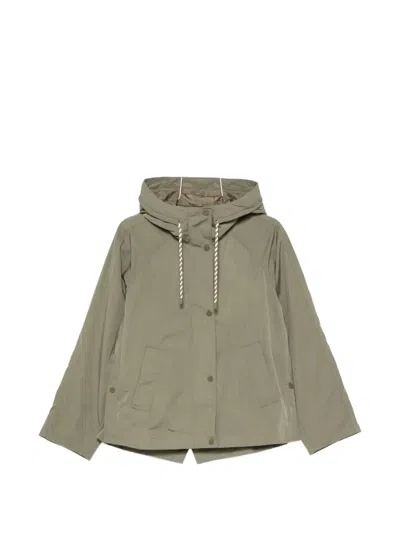 Pennyblack Hooded Raglan-sleeve Jacket In Green