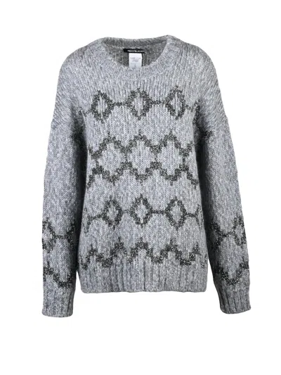 Pennyblack Knit Sweater With Rhinestone Embroidery In Medium Grey In Gray